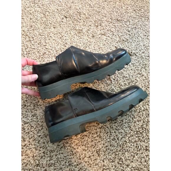 Camper Black MIL Rare Chunky Teal Sole Slip On Leather Shoes 38 US 7.5 - Picture 1 of 4